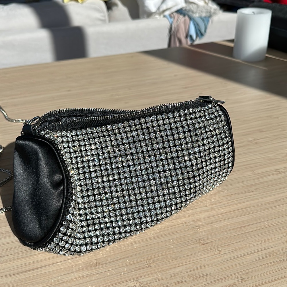 Black Jeweled Slouch Purse
